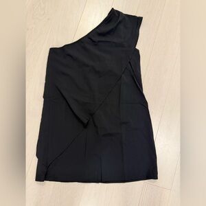 Elegant Black asymmetrical one shoulder ruffle dress